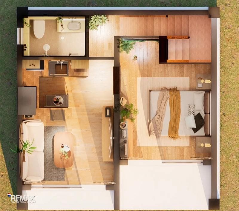 Rendered plan view of a Mira townhouse floor
