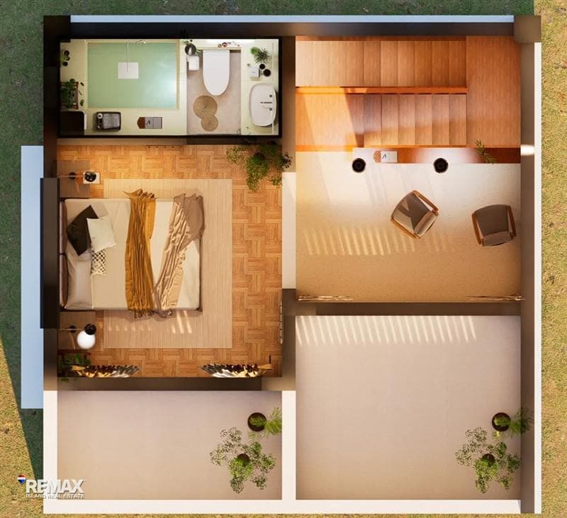 Rendered plan view of the other Mira townhouse floor