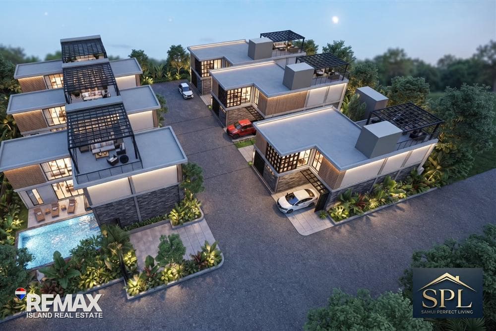 Mira pool villas from above with private pools, artist’s impression